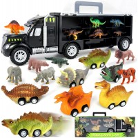 Dinosaur Toys for Boys Girls - Kids Toys Transport Carrier Truck with Dinosaur Animals Double Side Storage Set Birthday for Kids Boys Girls 3 4 5 Years Old